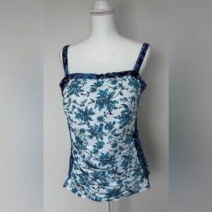Lands' End Blue Floral Women's Bathing Suit Top, Size 16, New With Tags